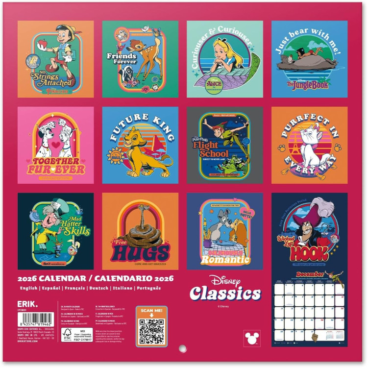 Calendrier Disney Classics 2026 – Licence officielle