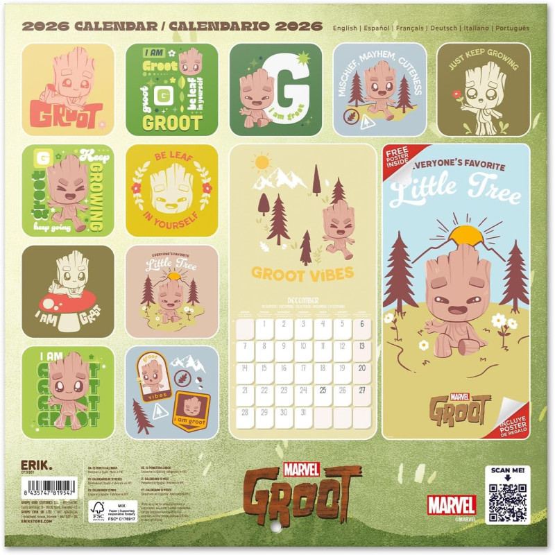 Calendrier Marvel Groot 2026 – Licence officielle