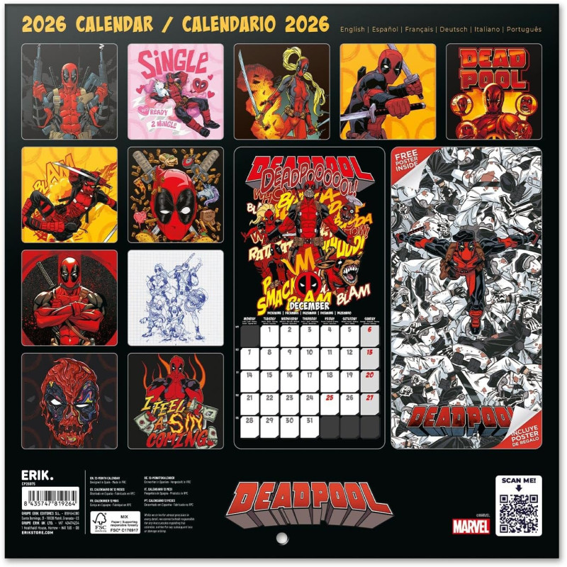 Calendrier Marvel Deadpool 2026 – Licence officielle