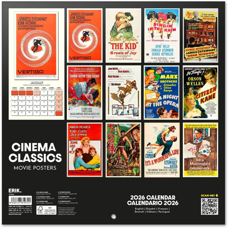 Calendrier Classiques du Cinéma 2026 – Licence officielle