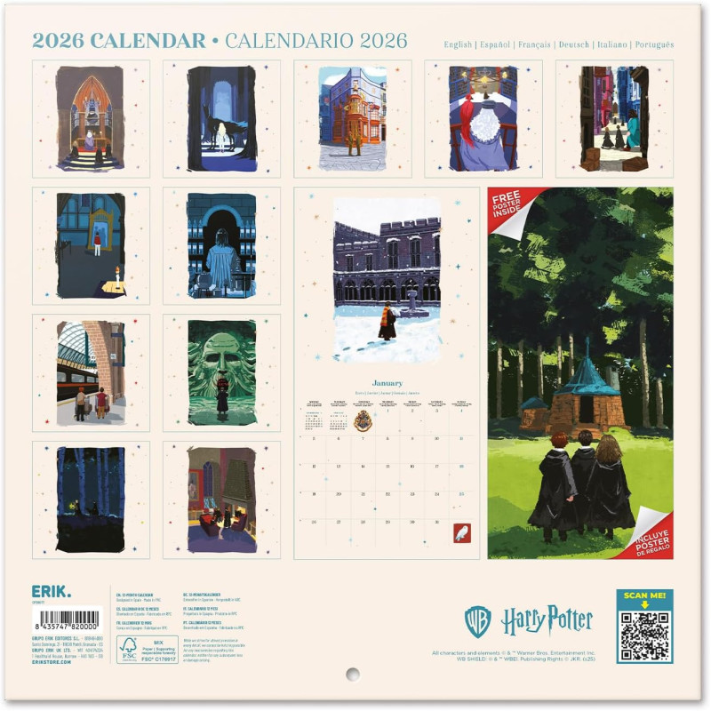 Calendrier Harry Potter Dessins 2026 – Licence officielle
