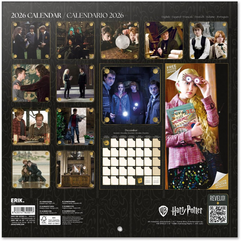 Calendrier Harry Potter Films 2026 – Licence officielle