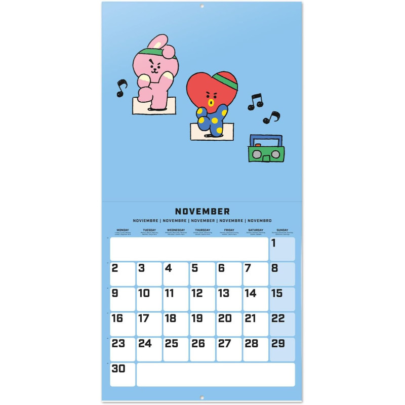 Calendrier BT21 Line Friends 2026 – Licence officielle