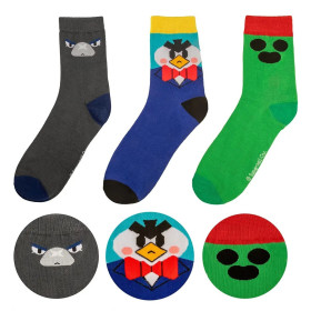 Brawl Stars - Set de 3 paires de chaussettes Spike, Crow & Mr P