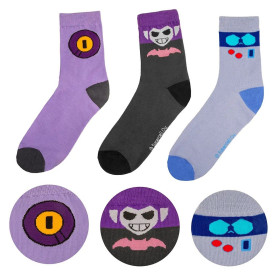 Brawl Stars - Set de 3 paires de chaussettes 8-Bit, Rico & Mortis