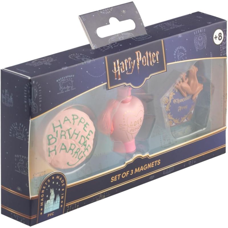 Harry Potter - Set de 3 aimants 3D Love Potion, Chocogrenouille & Gâteau