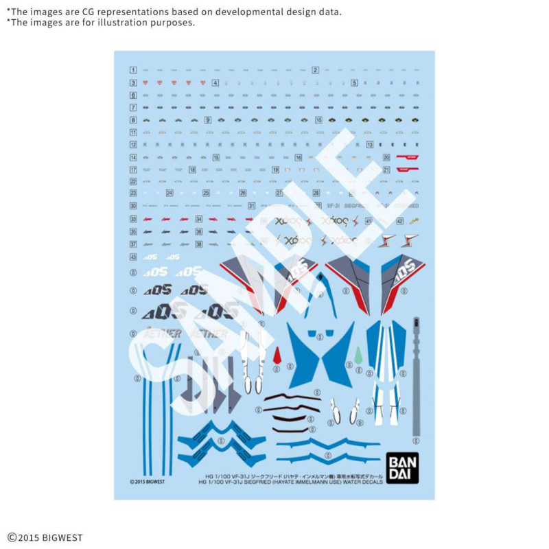 Bandai Macross – HG 1/100 VF-31J Siegfried Water Transfer Decals