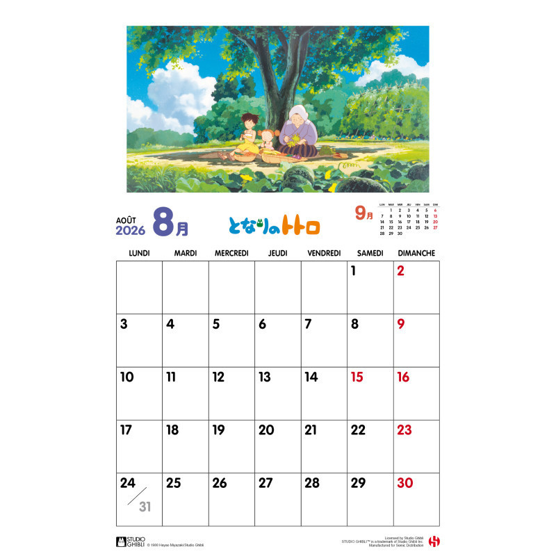 Ghibli – Calendrier Totoro 2026 – Licence officielle
