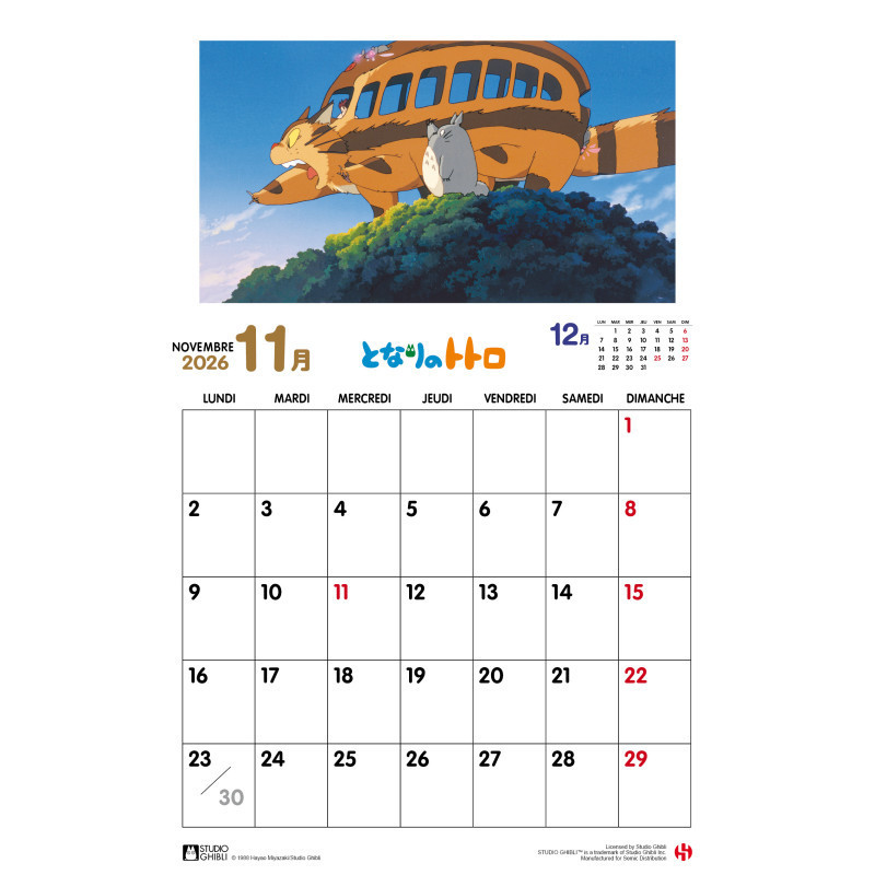 Ghibli – Calendrier Totoro 2026 – Licence officielle