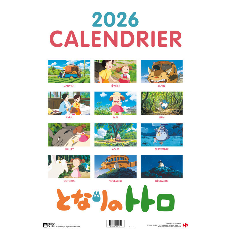 Ghibli – Calendrier Totoro 2026 – Licence officielle