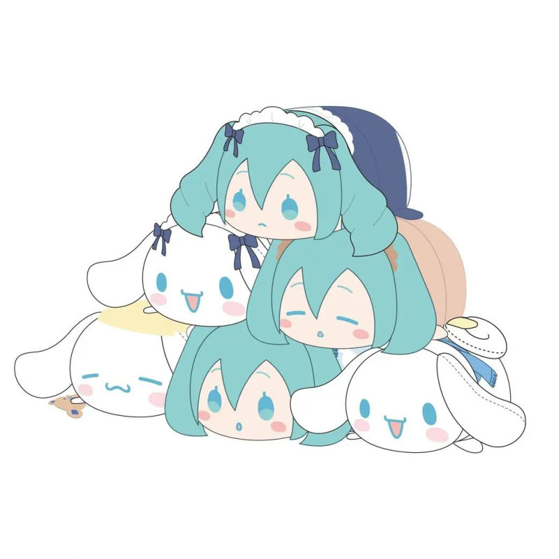 Hatsune Miku x Cinnamoroll - Peluche Potekoro Mascot  1 EXEMPLAIRE ALEATOIRE