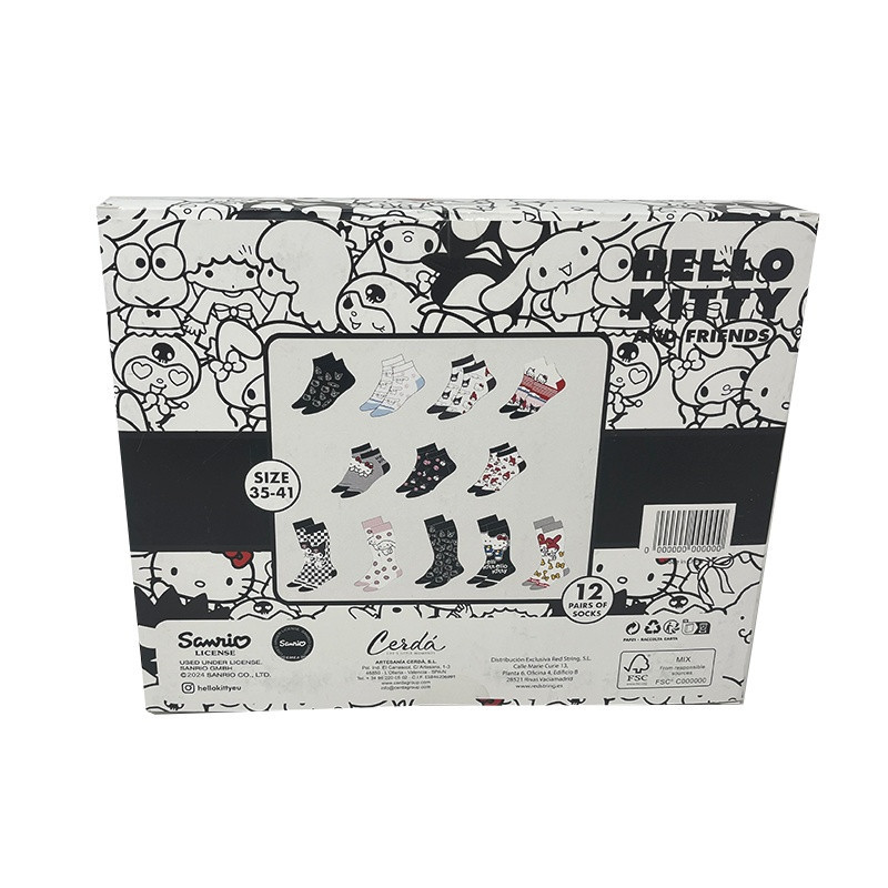 Hello Kitty – Coffret 12 Paires de Chaussettes 35-41 Sanrio