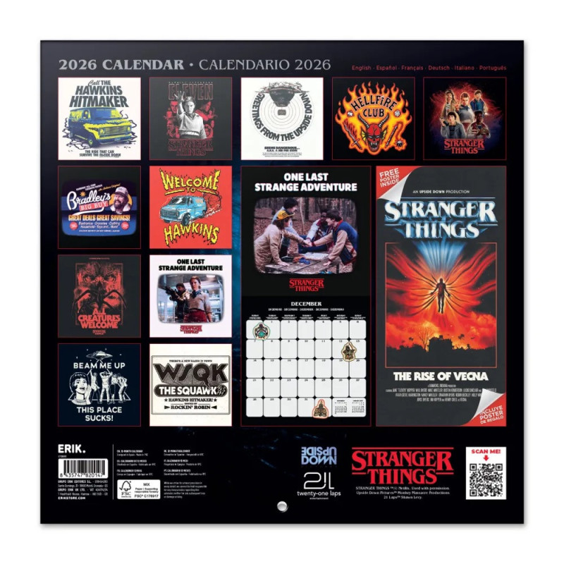 Stranger Things Calendrier 2026 – Licence Grupo Erik