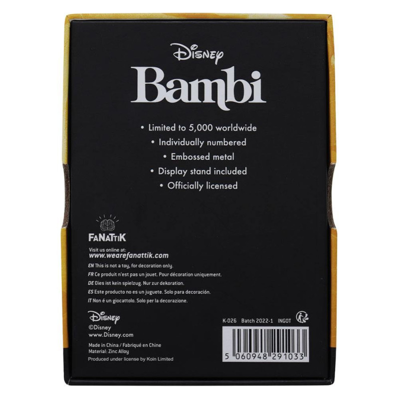 Disney – Lingot Bambi 70e Anniversaire 5000 exemplaires – Fanattik