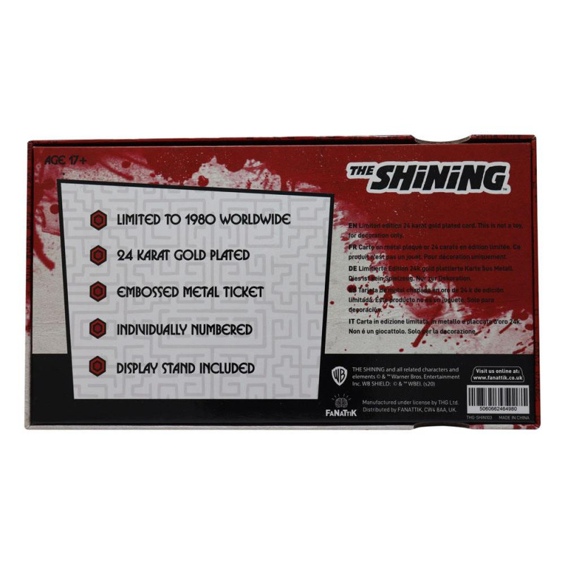 The Shining – Ticket Bal Hôtel Overlook Plaqué Or 24k – Fanattik