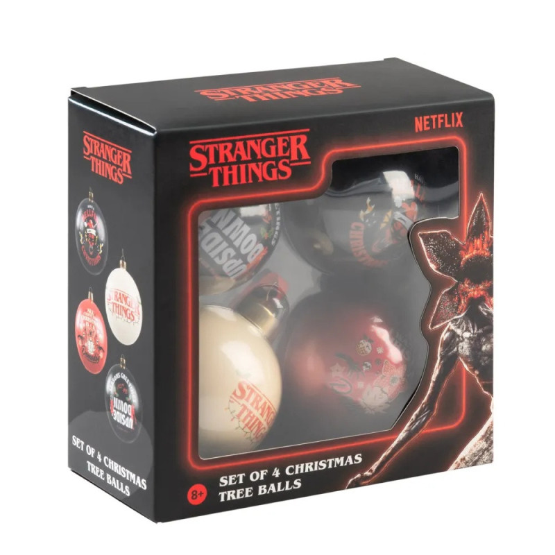 Stranger Things – Pack 4 Boules de Noël – Officiel