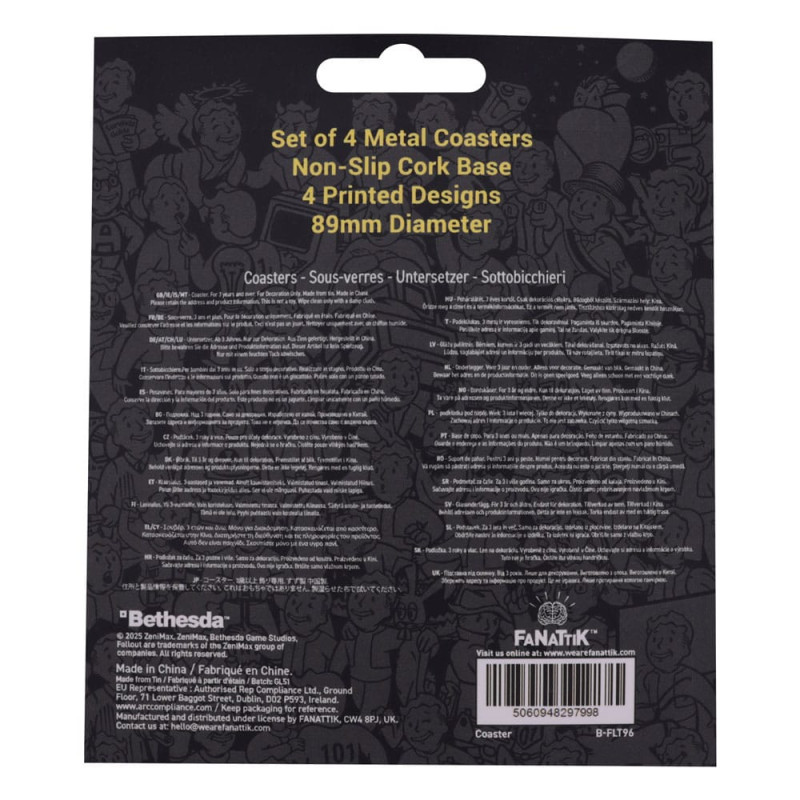 Fallout – Set de 4 Sous-verres Métal 89 mm – Officiel