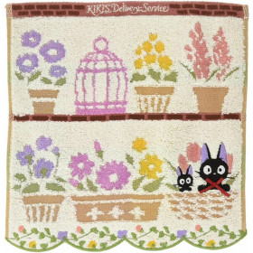 Kiki la Petite Sorcière - ServietteJiji et ses fleurs préférées 25 x 25 cm