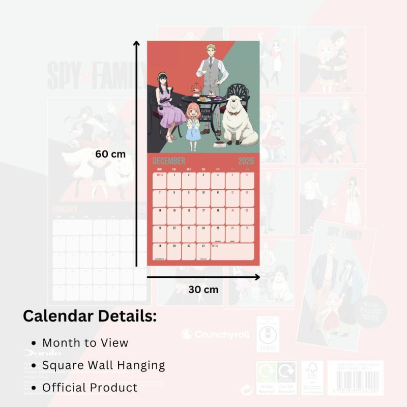 Spy X Family – Calendrier 2026 30x30 cm – Officiel