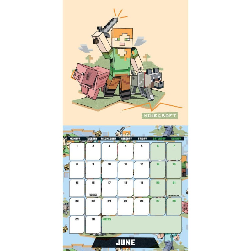 Minecraft – Calendrier 2026 30x30 cm – Officiel