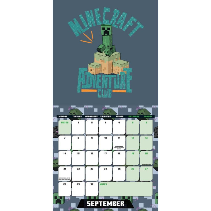Minecraft – Calendrier 2026 30x30 cm – Officiel