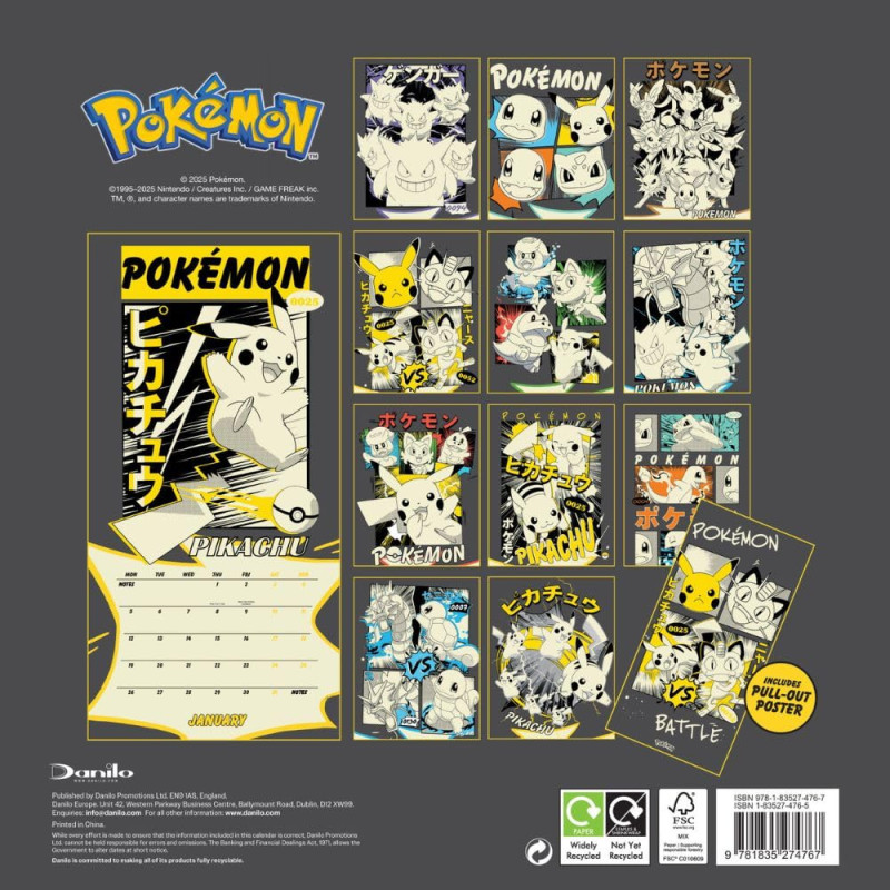 Pokémon – Calendrier 2026 30x30 cm – Officiel