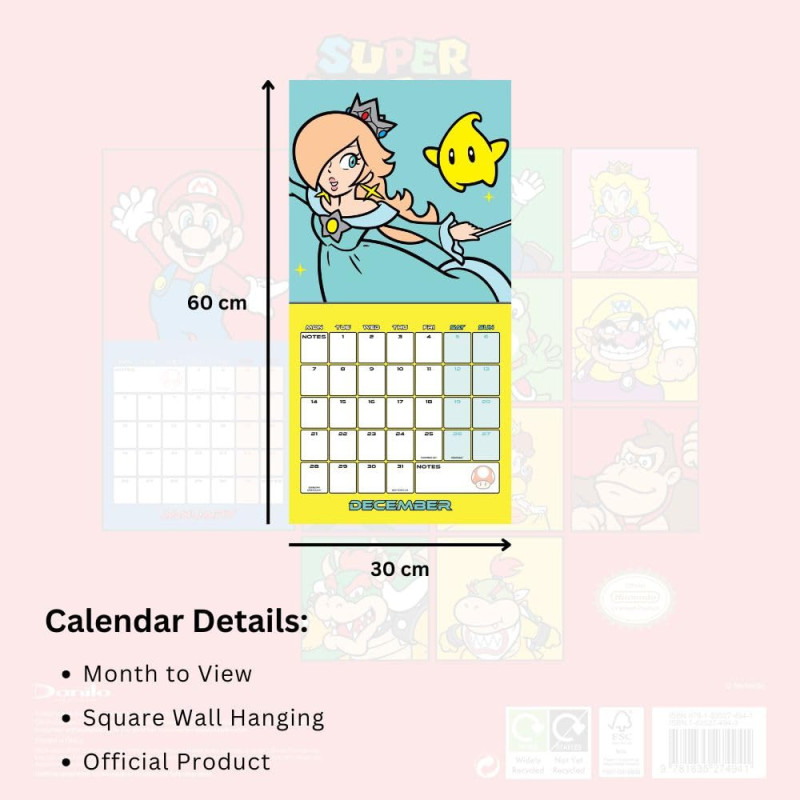Super Mario – Calendrier 2026 30x30 cm – Officiel