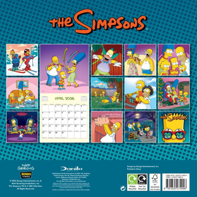 The Simpsons – Calendrier 2026 30x30 cm – Officiel