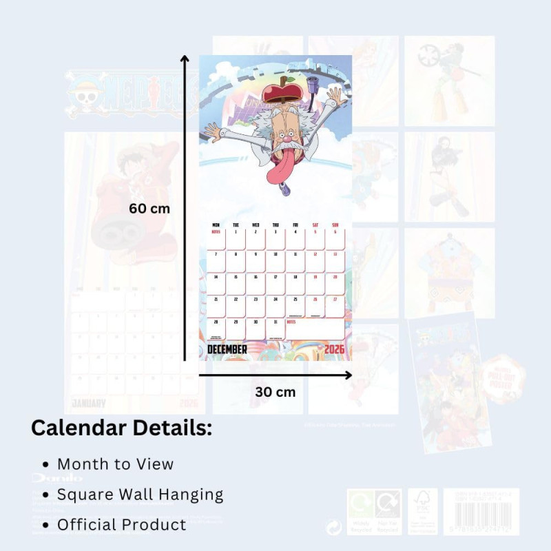 One Piece – Calendrier 2026 30x30 cm – Officiel