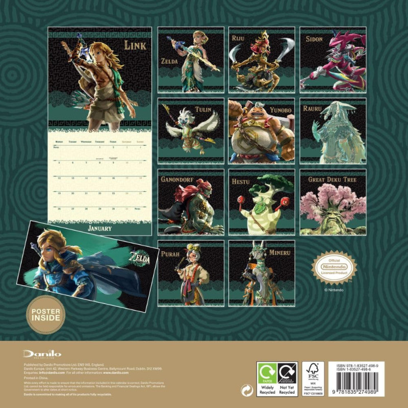 The Legend of Zelda – Calendrier 2026 30x30 cm – Officiel