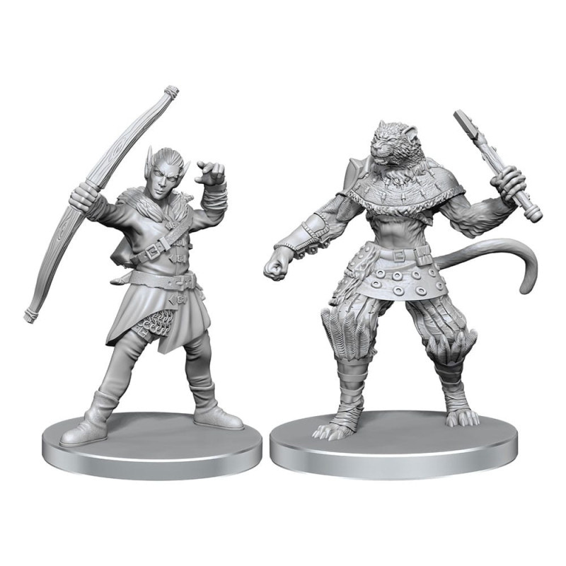 Pathfinder : Deep Cuts - Figurines miniatures à peindre Elf Hunter & Catfolk Bandit