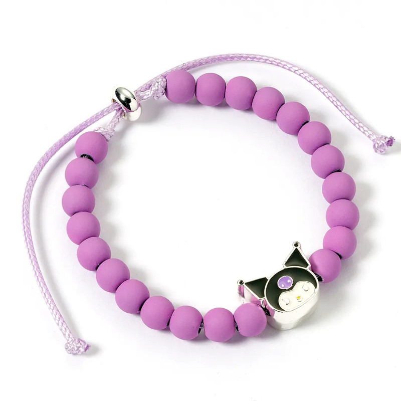 Sanrio - Bracelet en perles violettes avec charm Kuromi