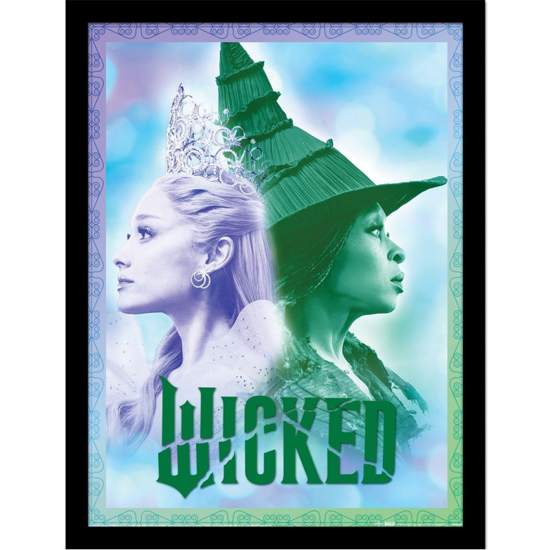 Wicked - Poster encadré Glinda & Elphaba Bubbles (30 x 40 cm)