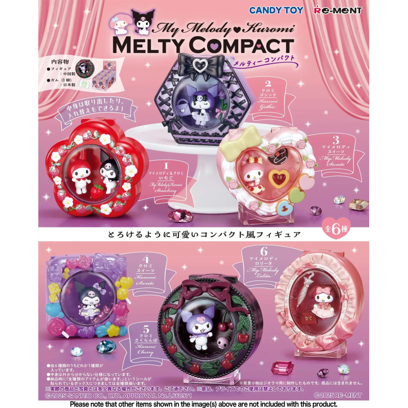 Sanrio - My Melody Kuromi Melty Compact - 1 EXEMPLAIRE ALEATOIRE