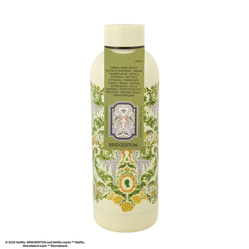 Bridgerton – Bouteille isotherme 500ml Fleurs de damas vertes