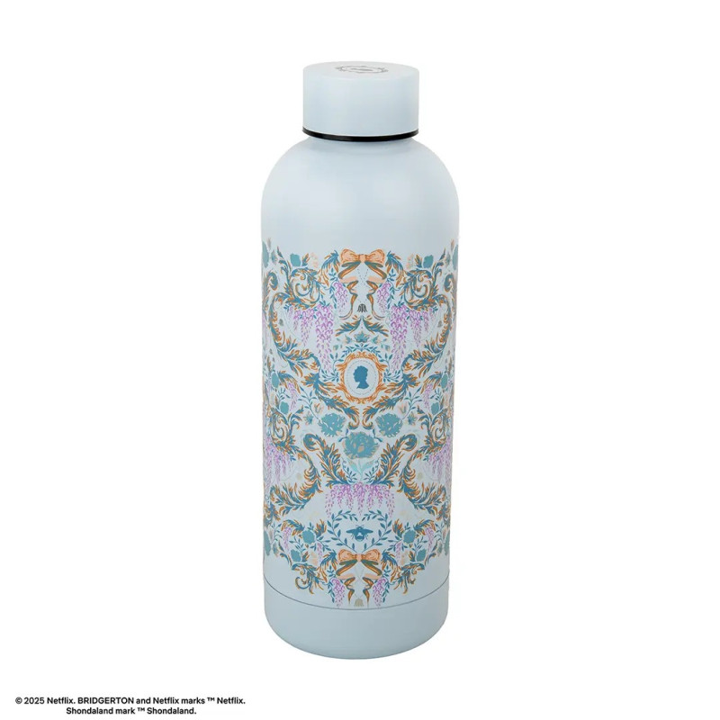 Bridgerton – Bouteille isotherme 500ml Fleurs de damas Bleu Clair