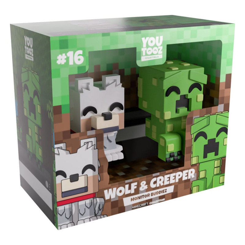 Minecraft – Figurines Monitor Buddiez Wolf & Creeper – Youtooz