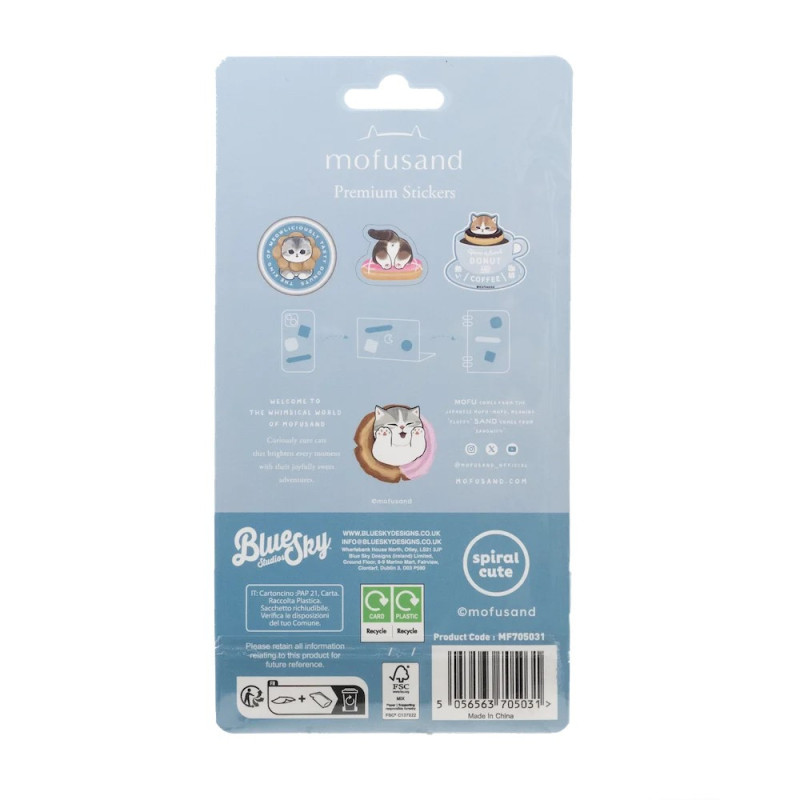 Stickers Puffy & Clear Mofusand – Licence officielle – Blue Sky