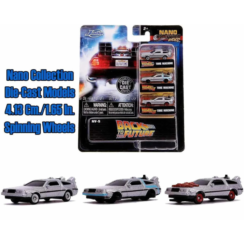 Retour vers le Futur -  Pack 3 DeLorean Nano Metalfig - Jada Toys