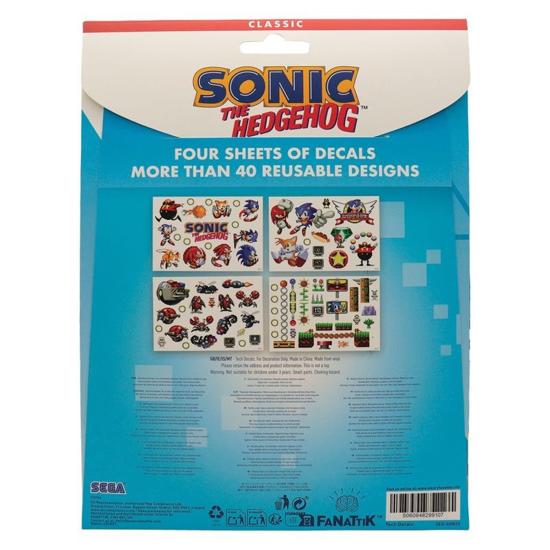 Sonic : Set d'Autocollants Tech Decals Réutilisables– Fanattik – Sega