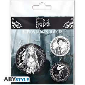 Corpse Bride (Les Noces Funèbres) - Set de 3 badges Victor, Emily et Scraps