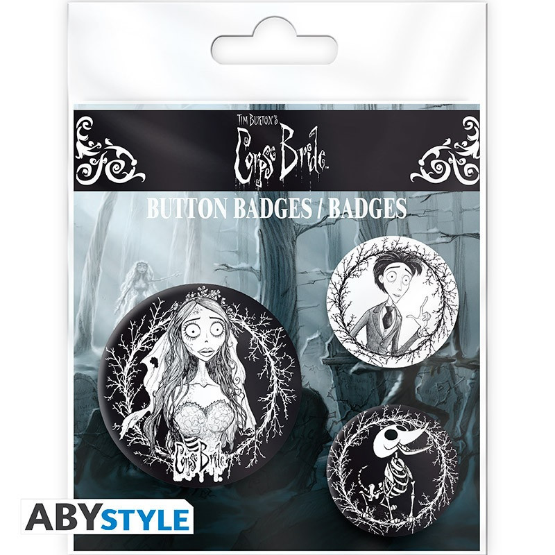 Corpse Bride (Les Noces Funèbres) - Set de 3 badges Victor, Emily et Scraps