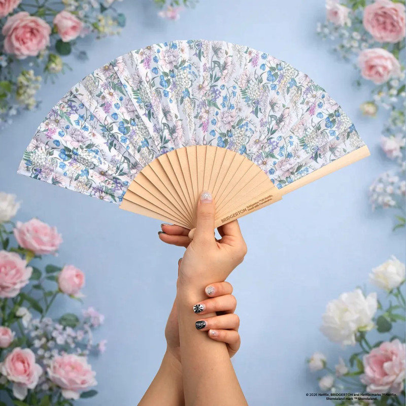 Bridgerton - Eventail Pliable Fleurs de Lys