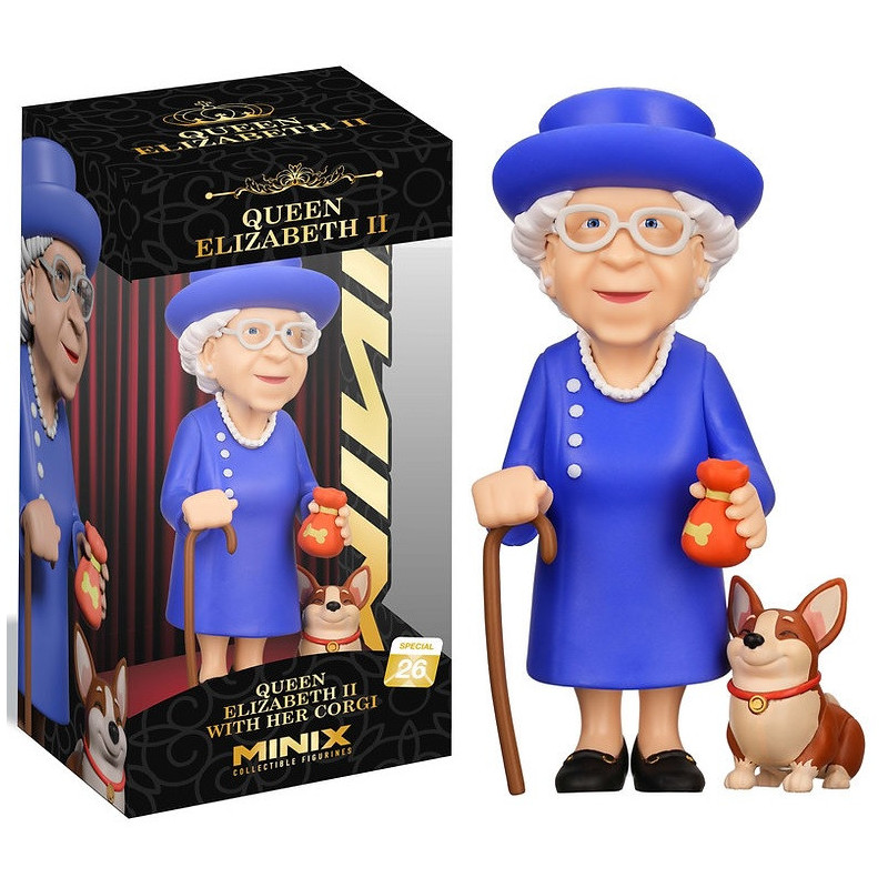 Celebrity - Figurine Minix Reine Elizabeth II avec son Corgi (12 cm)