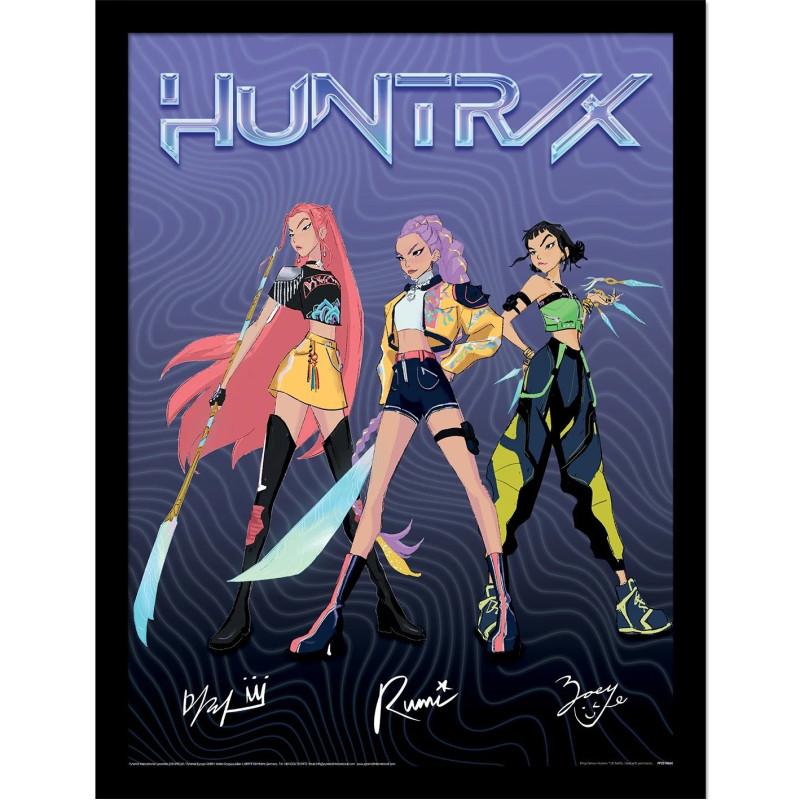 KPop Demon Hunters - Poster encadré Huntrix Signatures (30 x 40 cm)