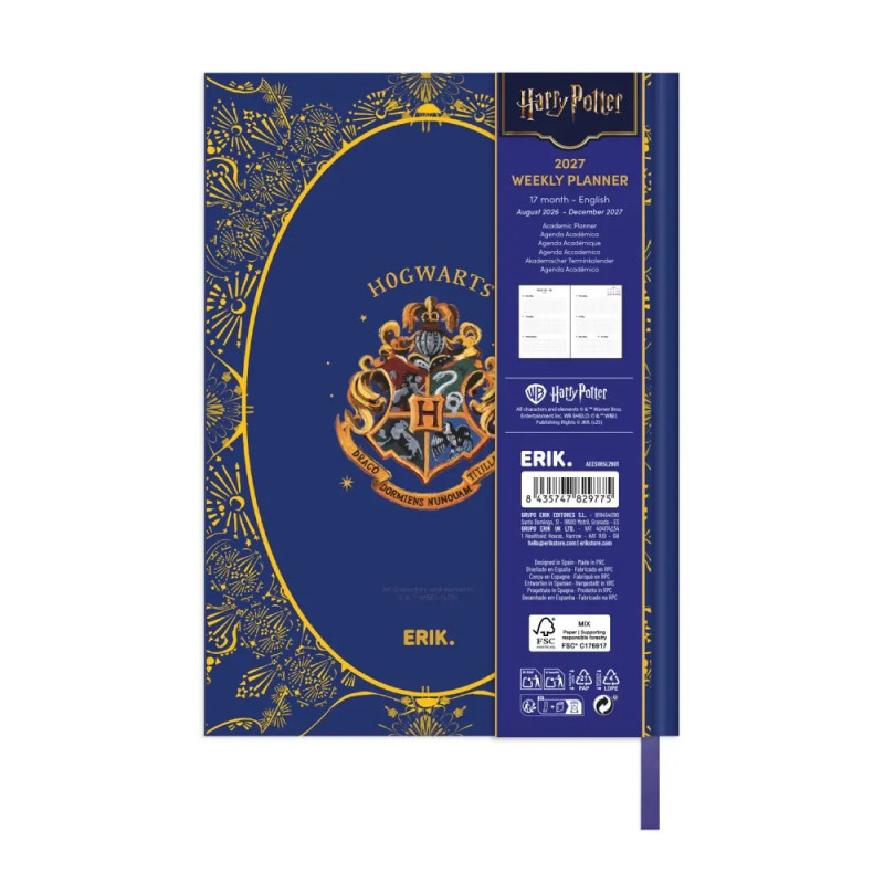 Harry Potter - Agenda Scolaire 17 mois 2026/2027 – Erik