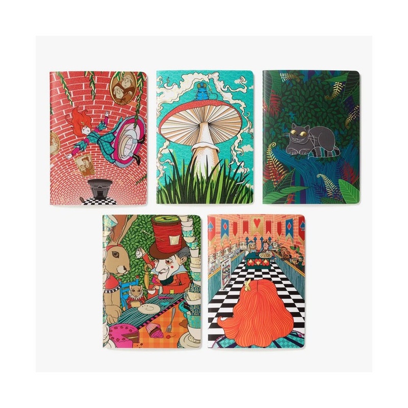 Disney : Alice Au Pays des Merveilles - par Minalima - Set de 5 Carnets