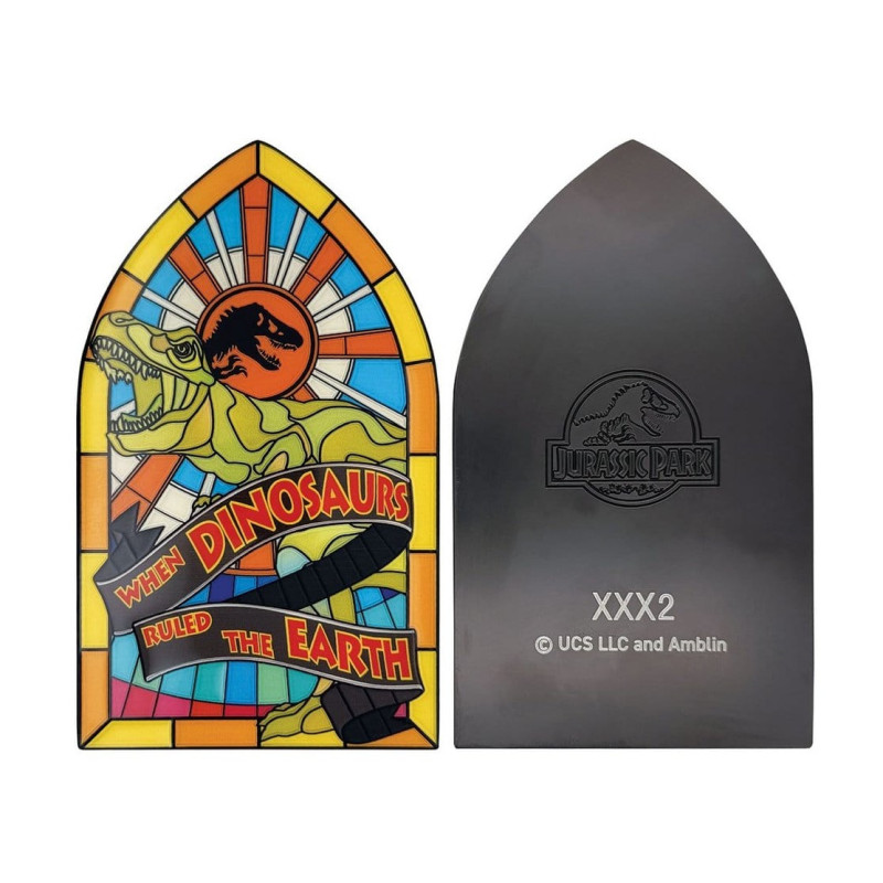 Jurassic Park - Plaque Lingot en Métal Stained Glass Style 11 cm