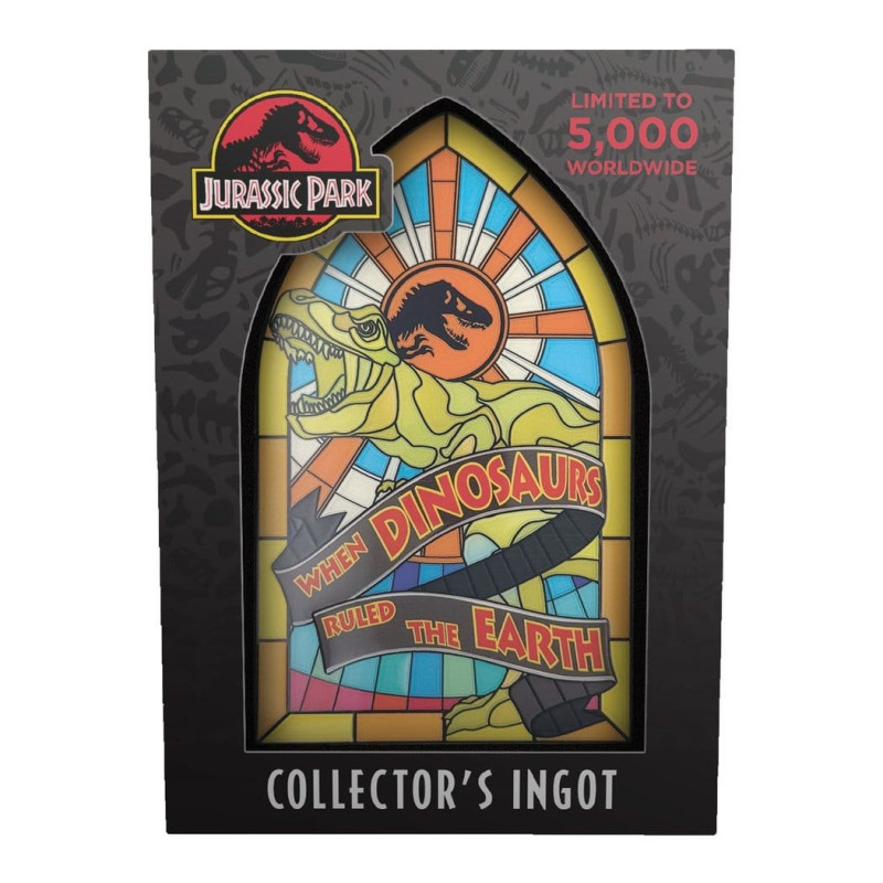 NOVEMBRE 2026 : Jurassic Park - Plaque Lingot en Métal Stained Glass Style 11 cm