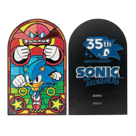 Sonic The Hedgehog - Plaque Lingot en Métal Stained Glass Style 10 cm